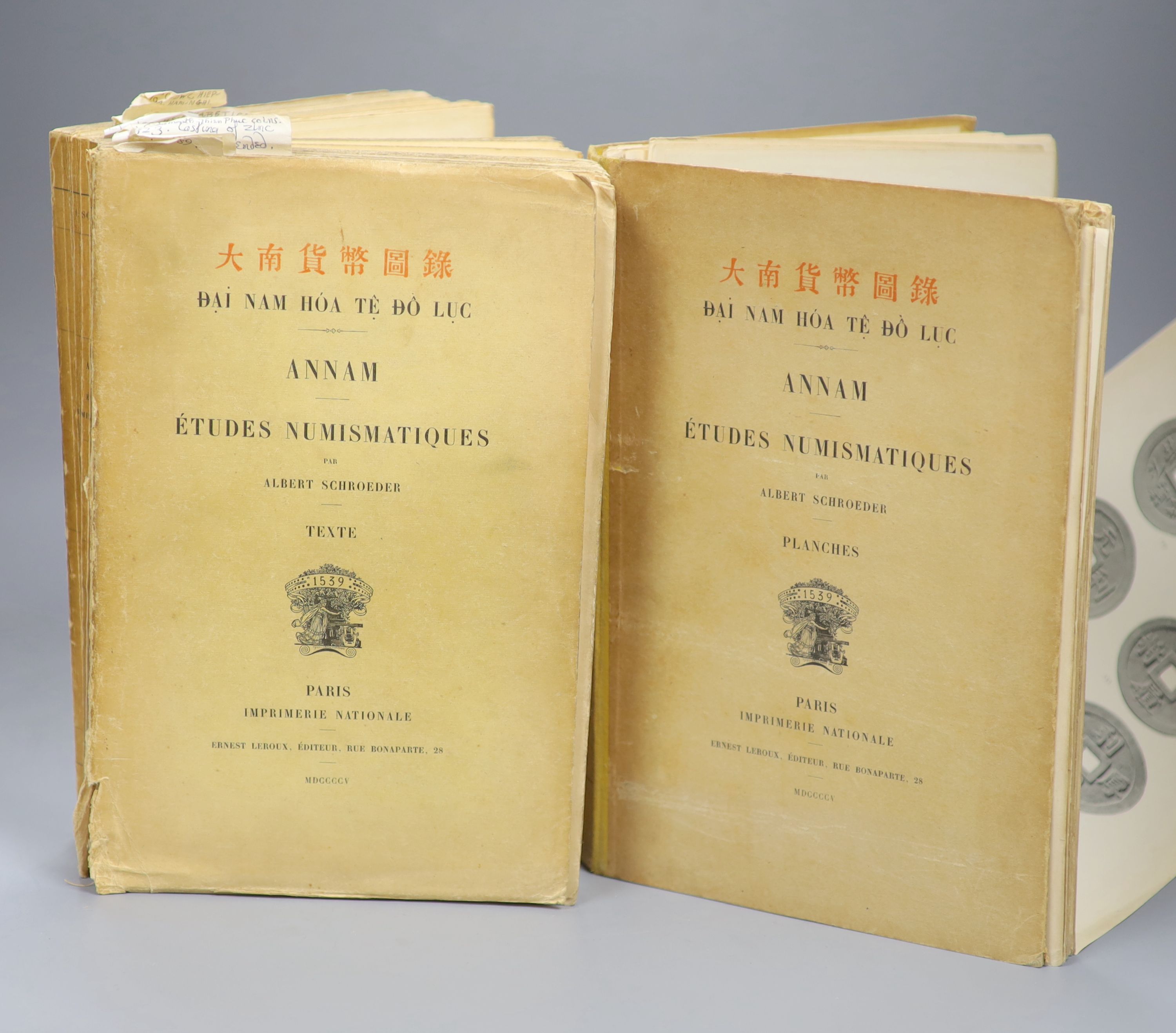 Albert Schroeder. Annam Etudes numismatiques. [Annamese coins], Ernest Leroux, Paris Imprimerie Nationale 1905.